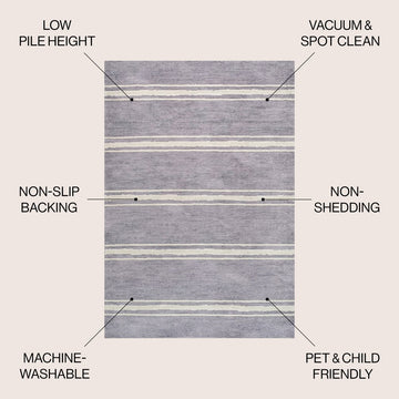 Bande Distressed Ticking Stripe Machine-washable Area Rug